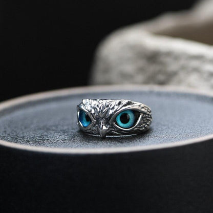Owl of Good Luck Adjustable Ring in Silver and Opal - emmy-rae-jewels.com
