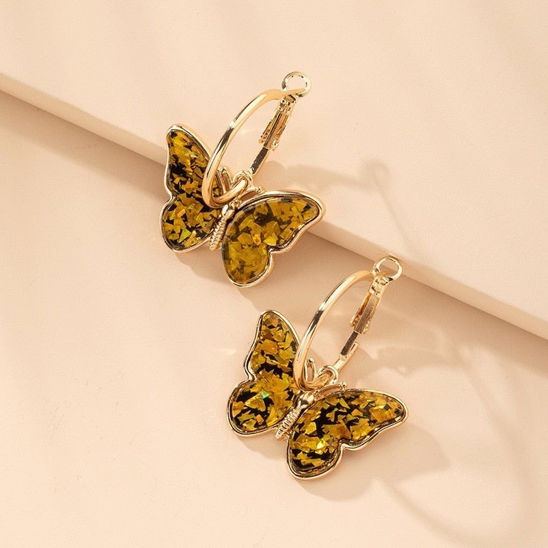 Hand Painted Enamel Crystal Butterfly Earrings - emmy-rae-jewels.com