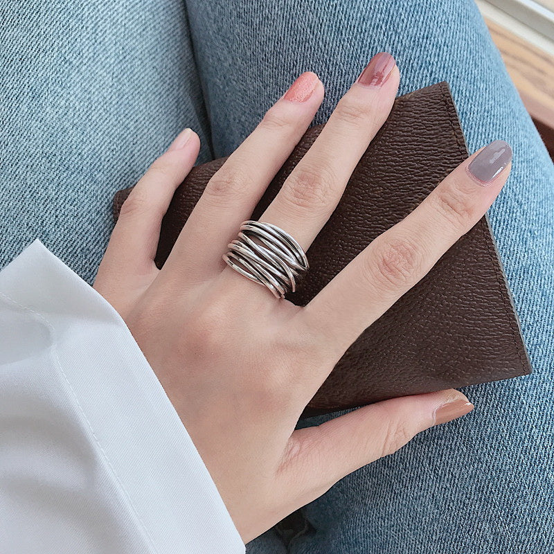 925 Sterling Silver Adjustable Layered Ring - emmy-rae-jewels.com