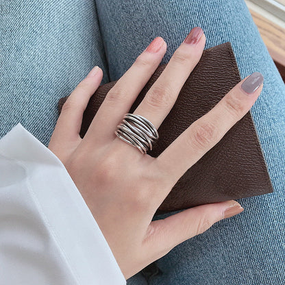 925 Sterling Silver Adjustable Layered Ring - emmy-rae-jewels.com