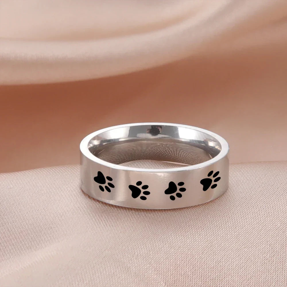 Handcrafted Paw Print Ring in Stainless Steel - emmy-rae-jewels.com