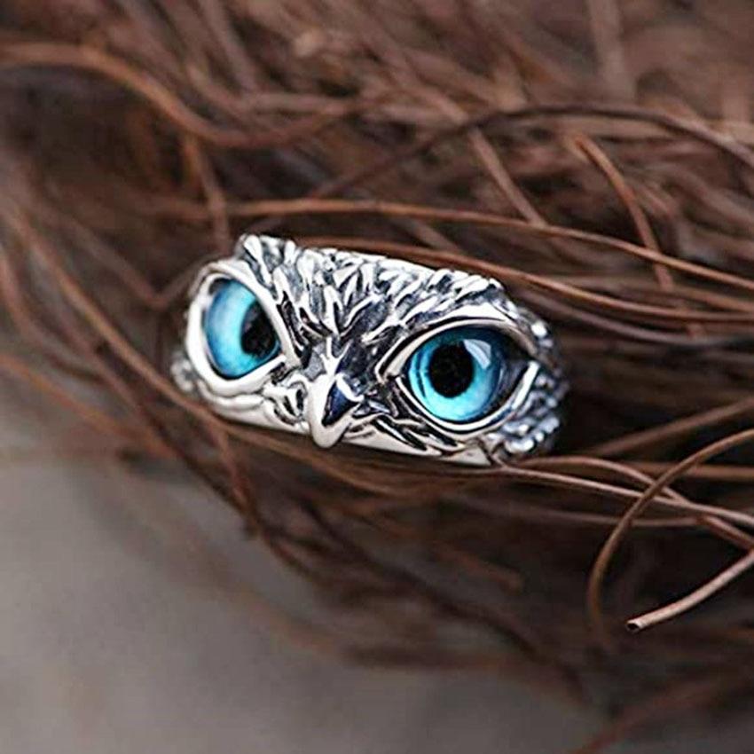 Owl of Good Luck Adjustable Ring in Silver and Opal - emmy-rae-jewels.com