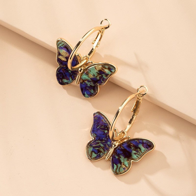 Hand Painted Enamel Crystal Butterfly Earrings - emmy-rae-jewels.com