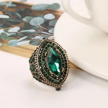 Vintage Golden Marquis Crystal Ring