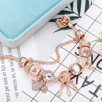 Rose Dreamcatcher Bracelet with Charms Included in Sterling Silver - emmy-rae-jewels.com