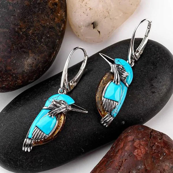 Blue Hummingbird Enamel Earrings - emmy-rae-jewels.com