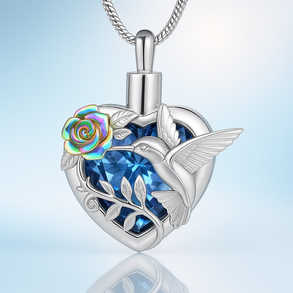 Hummingbird Heart Urn Necklace - emmy-rae-jewels.com