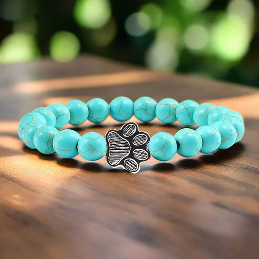 Beaded Paw Bracelet Natural Stone Design - emmy-rae-jewels.com