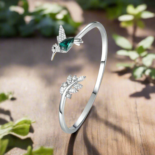 Adjustable Hummingbird Ring with Rhinestone Diamond - emmy-rae-jewels.com