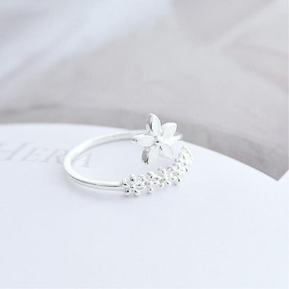 Adjustable 925 Silver and Hand Painted Enamel Wildflower Ring - emmy-rae-jewels.com