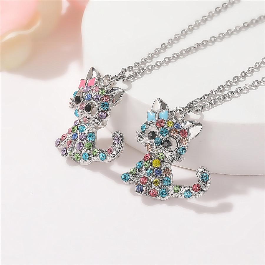 Silver Baby Kittens and Coloured Zirconia Necklace - emmy-rae-jewels.com