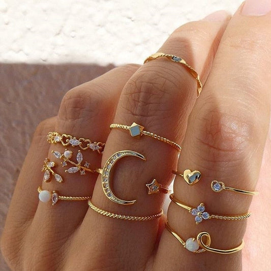 10 Pack of Bohemian Silver and Gold Plated Rings - emmy-rae-jewels.com