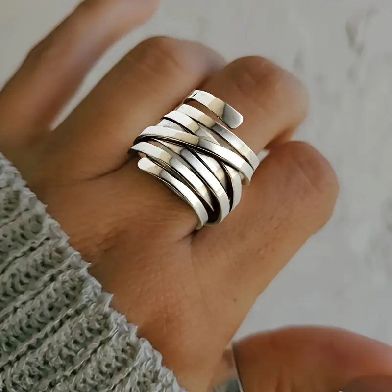 Bliss - Vintage Thick Layer Silver Ring - emmy-rae-jewels.com