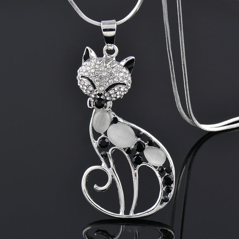 Cats of Love Necklace in Sterling Silver and Zirconia Encrusted - emmy-rae-jewels.com