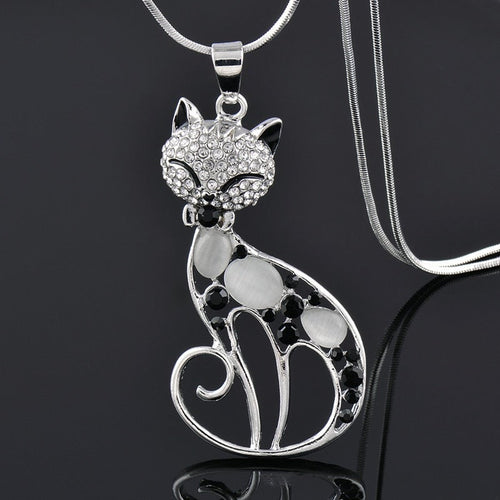 Cats of Love Necklace in Sterling Silver and Zirconia Encrusted - emmy-rae-jewels.com