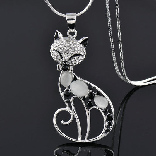 Cats of Love Necklace in Sterling Silver and Zirconia Encrusted - emmy-rae-jewels.com