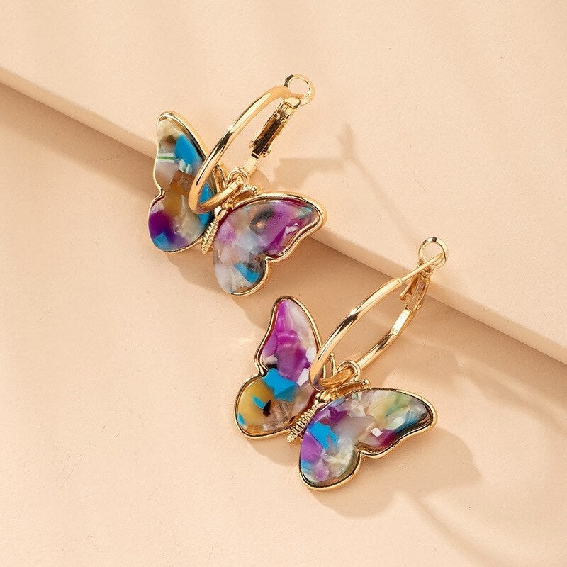 Hand Painted Enamel Crystal Butterfly Earrings - emmy-rae-jewels.com