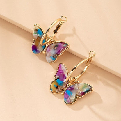 Hand Painted Enamel Crystal Butterfly Earrings - emmy-rae-jewels.com