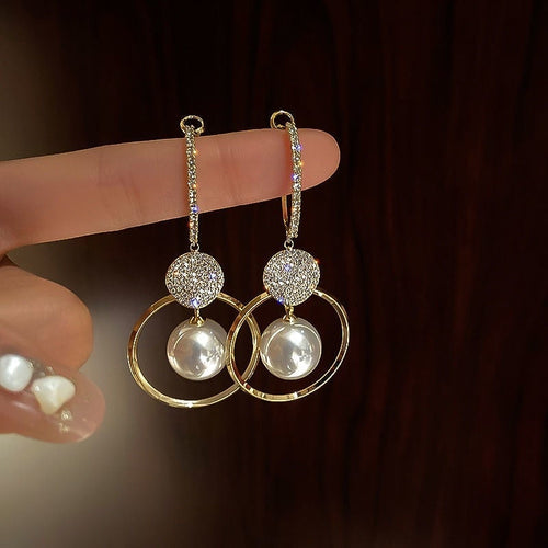 Luxury Earrings with Cultured Pearls and Zircons - emmy-rae-jewels.com