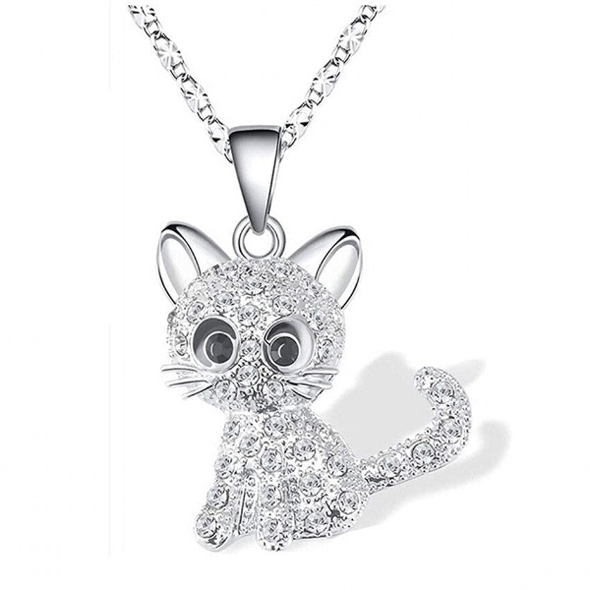 Silver Baby Kittens and Coloured Zirconia Necklace - emmy-rae-jewels.com