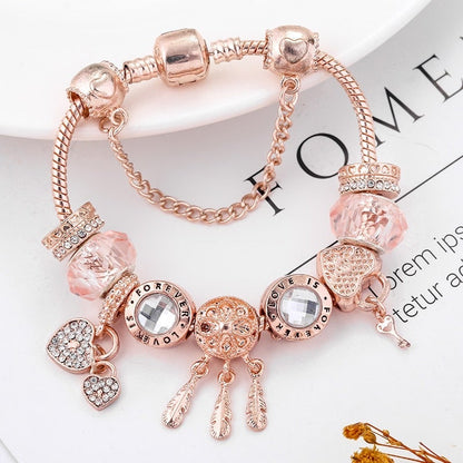 Rose Dreamcatcher Bracelet with Charms Included in Sterling Silver - emmy-rae-jewels.com