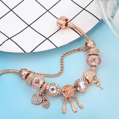 Rose Dreamcatcher Bracelet with Charms Included in Sterling Silver - emmy-rae-jewels.com