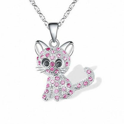Silver Baby Kittens and Coloured Zirconia Necklace - emmy-rae-jewels.com