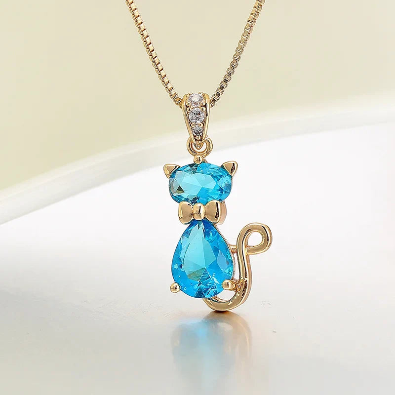 Crystal Cat Pendant Necklace - emmy-rae-jewels.com