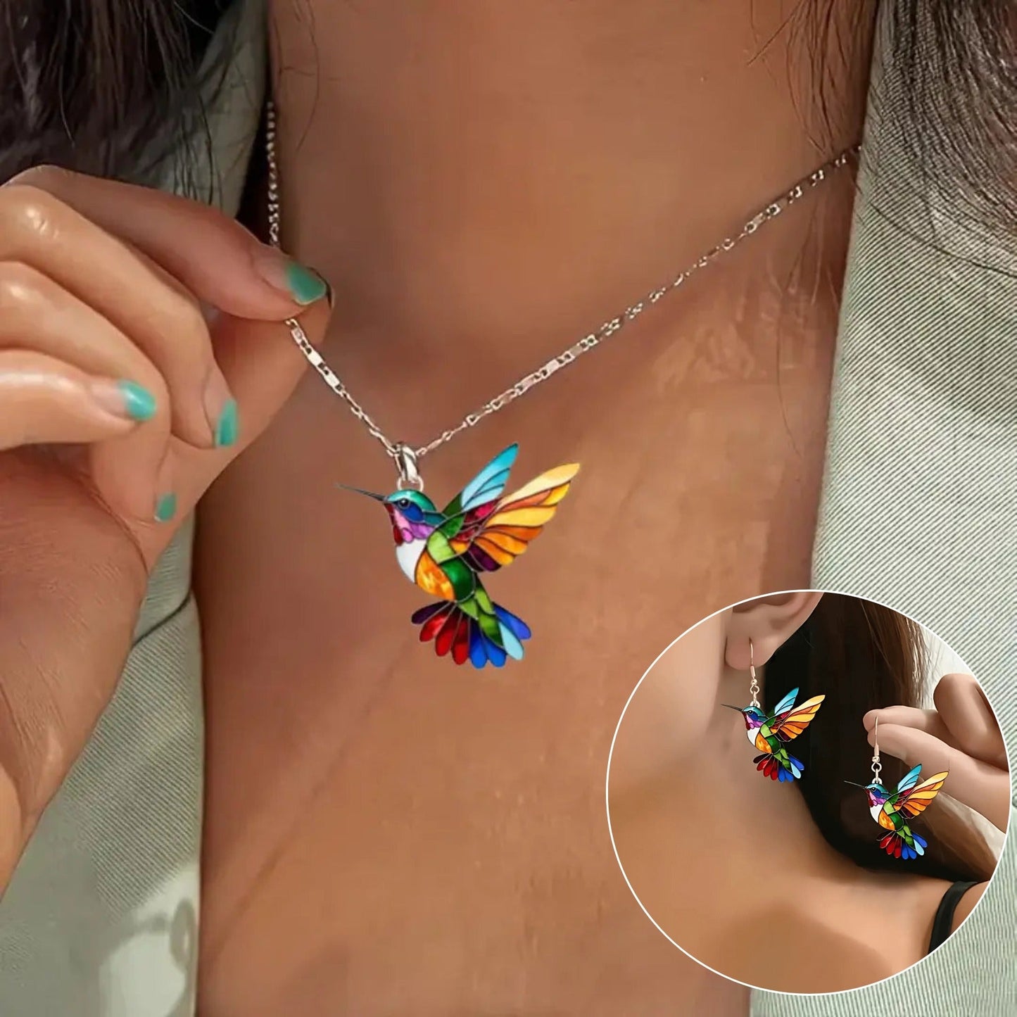 Beautiful Hummingbird Necklace with Bonus Earrings – Limited Time Offer - emmy-rae-jewels.com