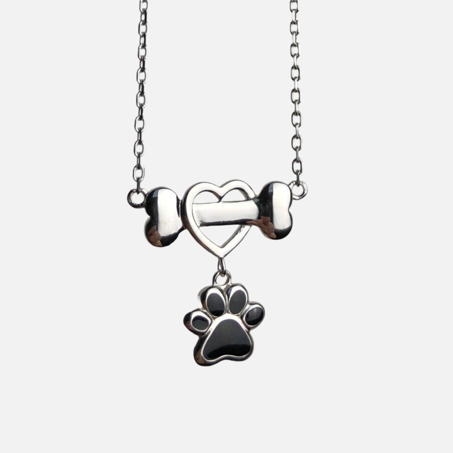 Dainty Dog Paw Necklace in Stainless Steel - emmy-rae-jewels.com