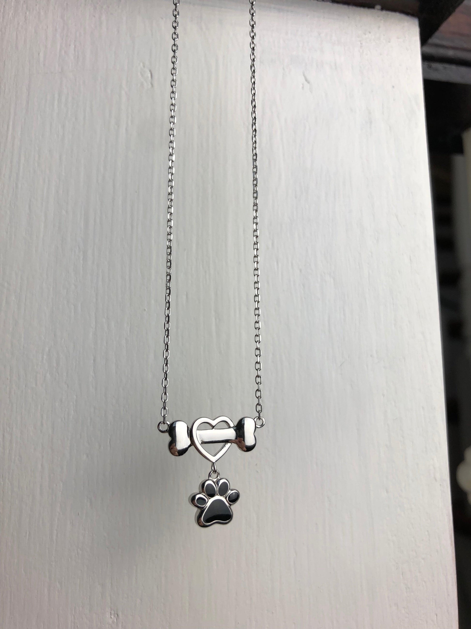 Dainty Dog Paw Necklace in Stainless Steel - emmy-rae-jewels.com