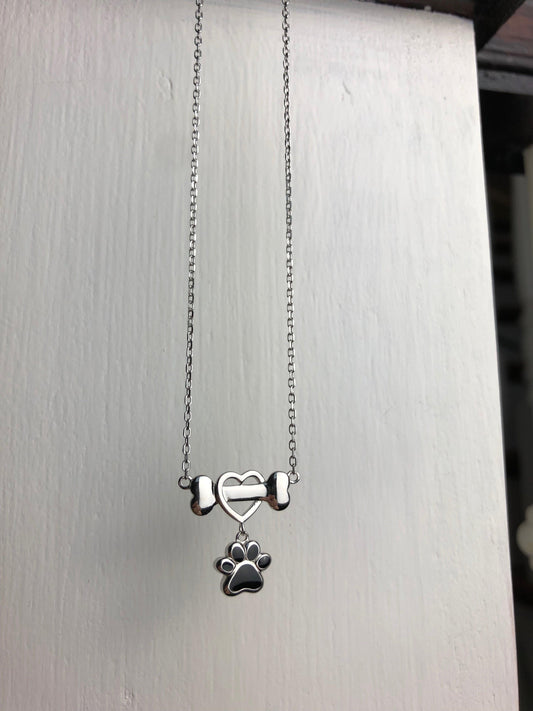 Dainty Dog Paw Necklace in Stainless Steel - emmy-rae-jewels.com