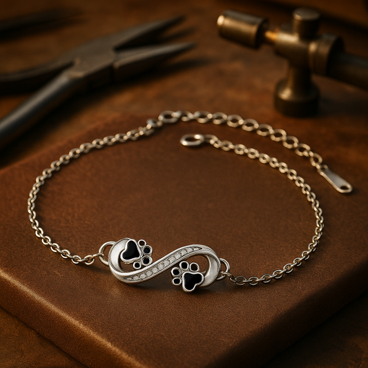 Infinite Symbol Pendant Pet Paw Bracelet with Zirconia - emmy-rae-jewels.com