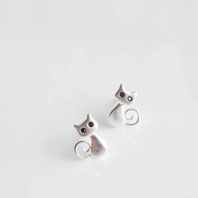 Silver Cat Stud Earrings - emmy-rae-jewels.com