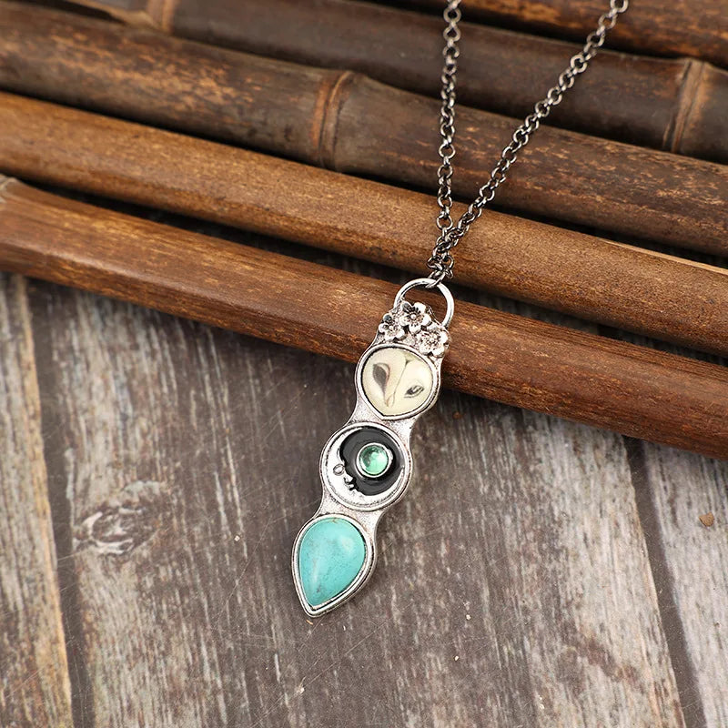 Turquoise Owl Wisdom Bar Necklace - emmy-rae-jewels.com
