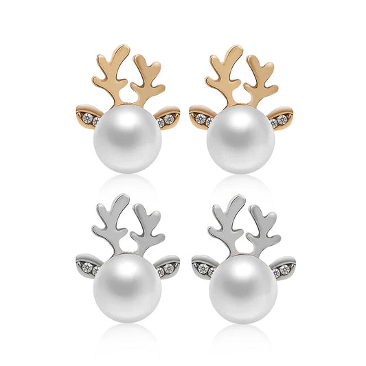 Christmas Reindeer Pearl Earrings - emmy-rae-jewels.com