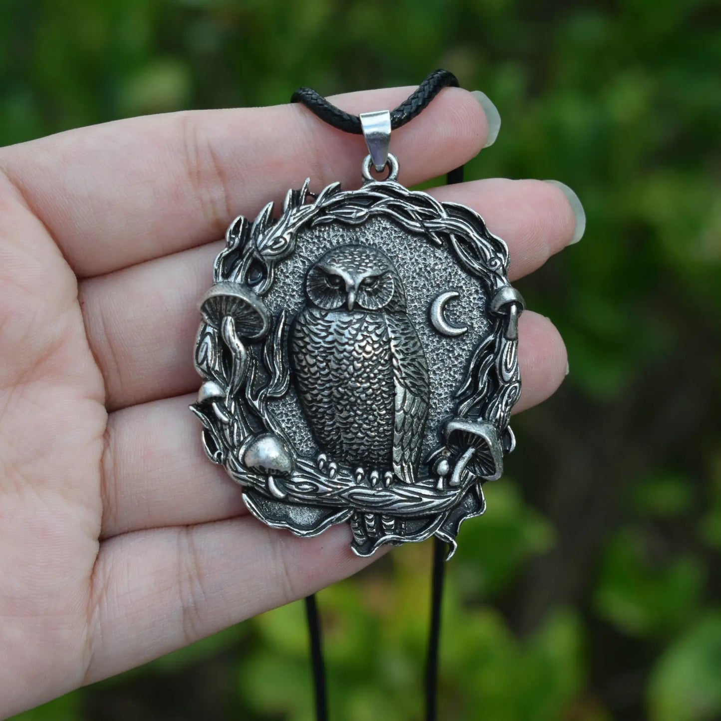 Mystical Owl Moon Mushroom Pendant Necklace - emmy-rae-jewels.com