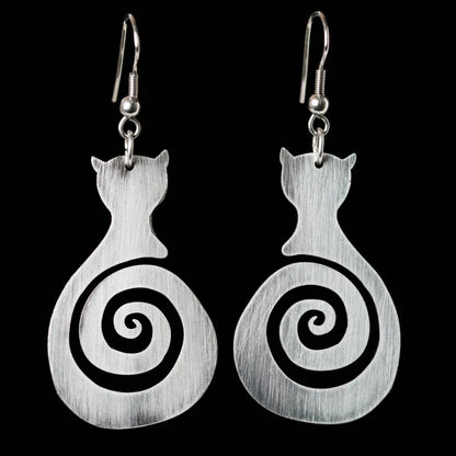 Vintage Cat Spiral Earrings - emmy-rae-jewels.com