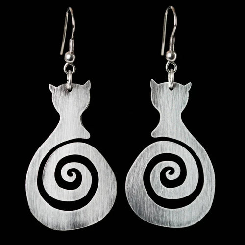 Vintage Cat Spiral Earrings - emmy-rae-jewels.com