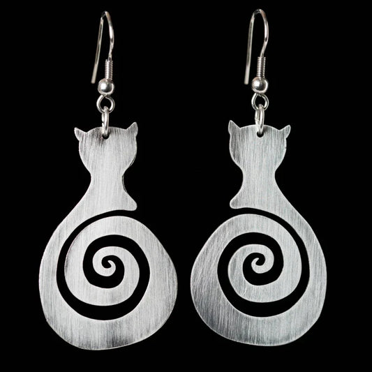Vintage Cat Spiral Earrings - emmy-rae-jewels.com