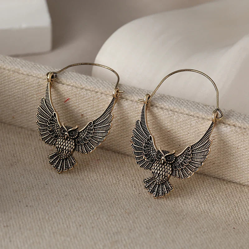 Vintage Bohemian Owl Statement Earrings - emmy-rae-jewels.com