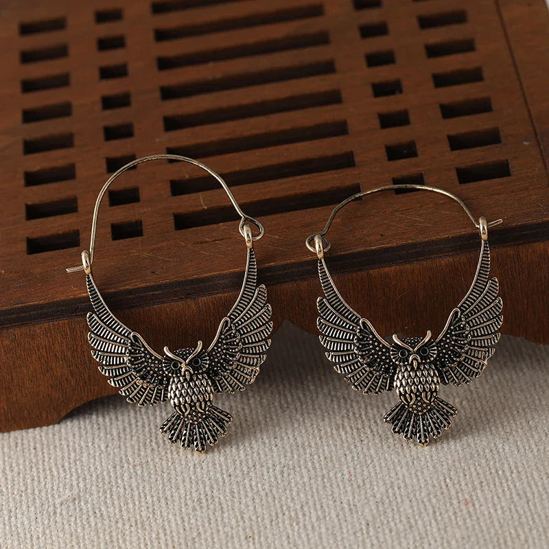 Vintage Bohemian Owl Statement Earrings - emmy-rae-jewels.com