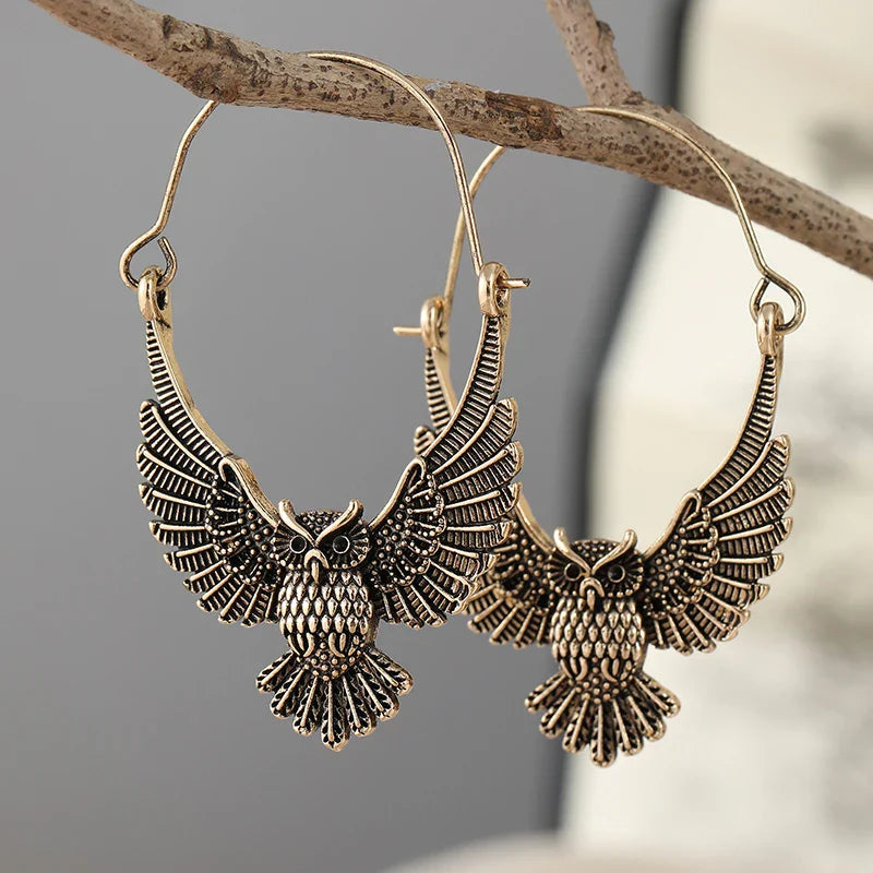 Vintage Bohemian Owl Statement Earrings - emmy-rae-jewels.com