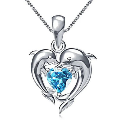 Dolphin Love Blue Heart Necklace - emmy-rae-jewels.com