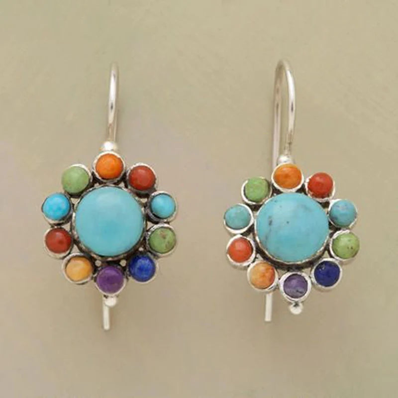 Multicoloured Turquoise Round Earrings - emmy-rae-jewels.com