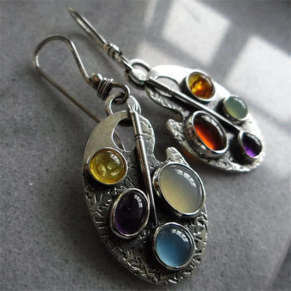 Multicoloured Stone Pendant Earrings - emmy-rae-jewels.com