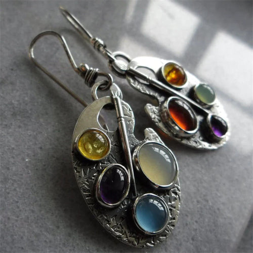 Multicoloured Stone Pendant Earrings - emmy-rae-jewels.com