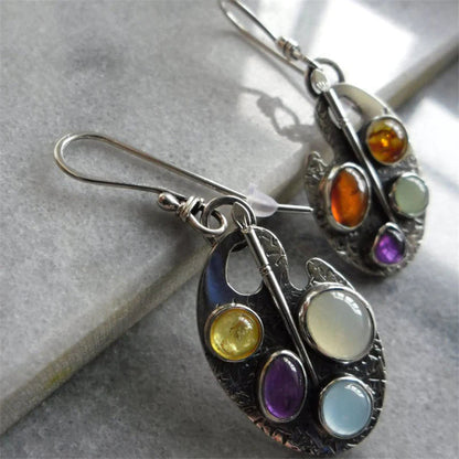 Multicoloured Stone Pendant Earrings - emmy-rae-jewels.com