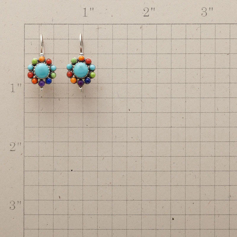 Multicoloured Turquoise Round Earrings - emmy-rae-jewels.com