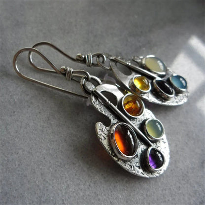 Multicoloured Stone Pendant Earrings - emmy-rae-jewels.com